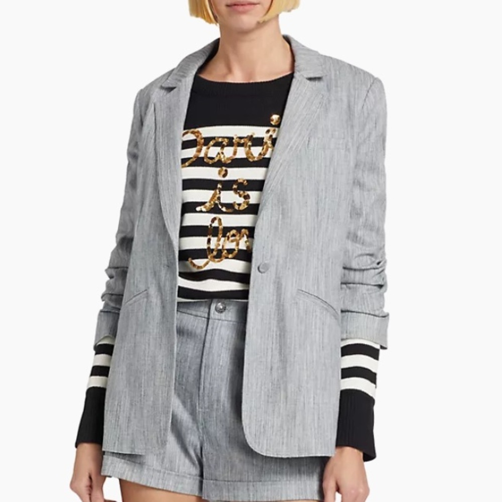 cinq a sept Heather Gray Single-Button Blazer